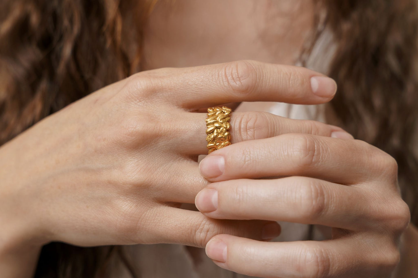 Ring "Coffee beans" (9 mm) light