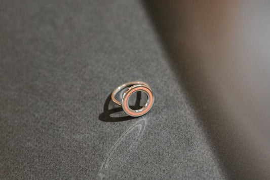 Ring "Cyclicity" with beige enamel