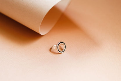 Ring "Cyclicity" with black enamel