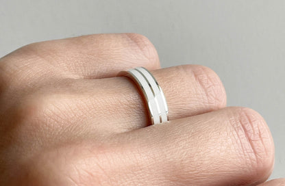 Ring "Double Stripe" (5 mm) with enamel