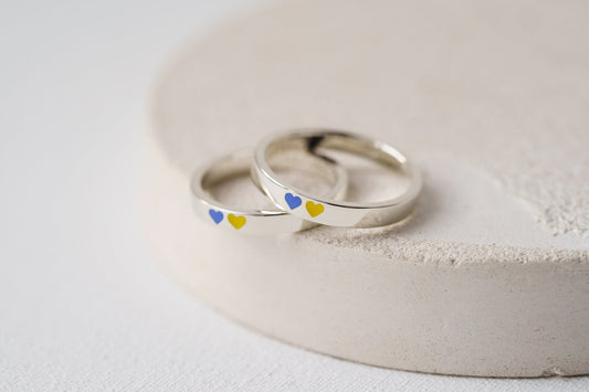 Wedding ring "Beloved Country" (3 mm) with two hearts