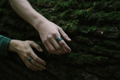 Ring "Maple bark" blackened (13 mm)