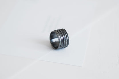 Ring "Maple bark" Blackened (13 mm)