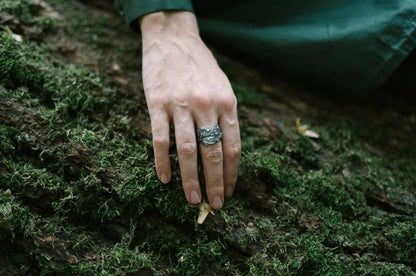 Ring "Oak bark" blackened (11-16 mm)