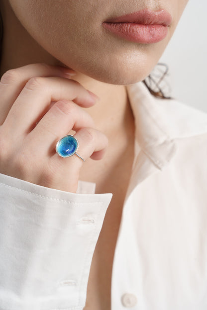 Ring "Sea" blue (16 mm)