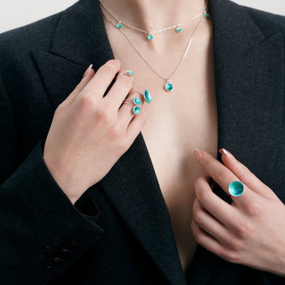 Ring "Sea" emerald (9 mm)