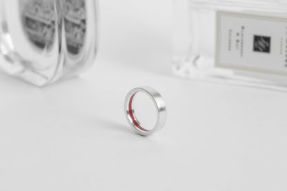 Ring "Secret red thread" (5 mm) with red enamel