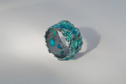 Ring "Storm" emerald (13 mm) blackened
