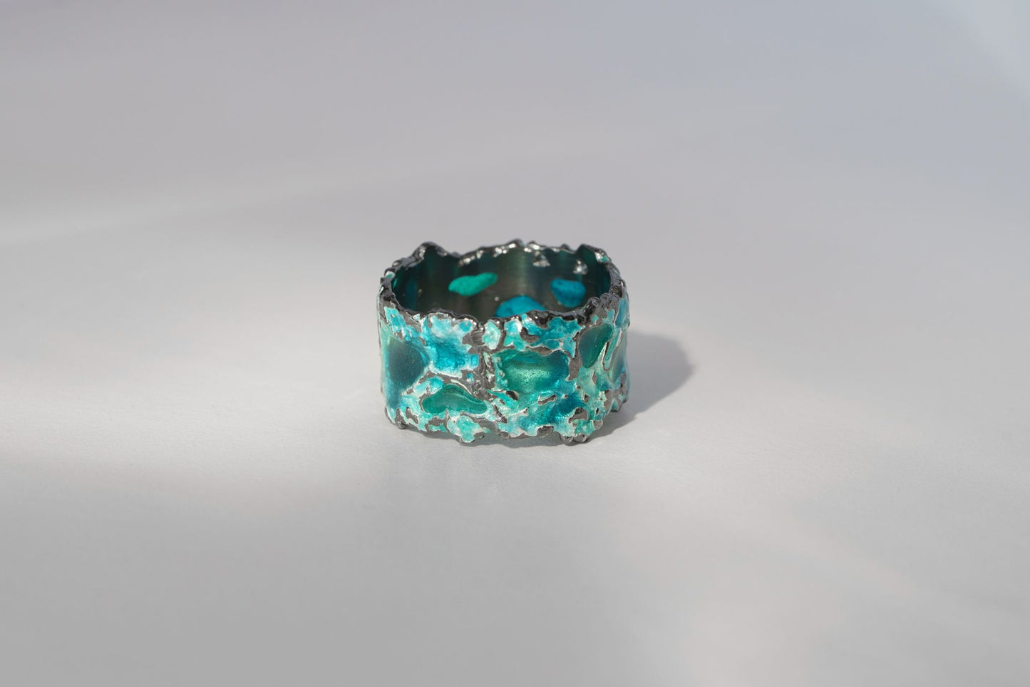 Ring "Storm" emerald (13 mm) blackened