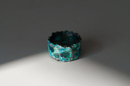 Ring "Storm" emerald (13 mm) blackened