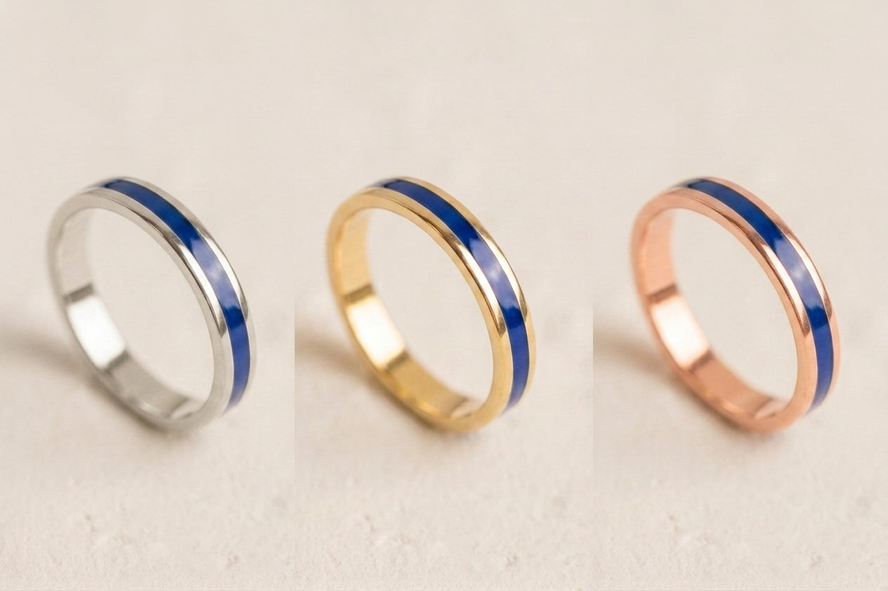 Wedding ring "Stripe" (3 mm) with enamel