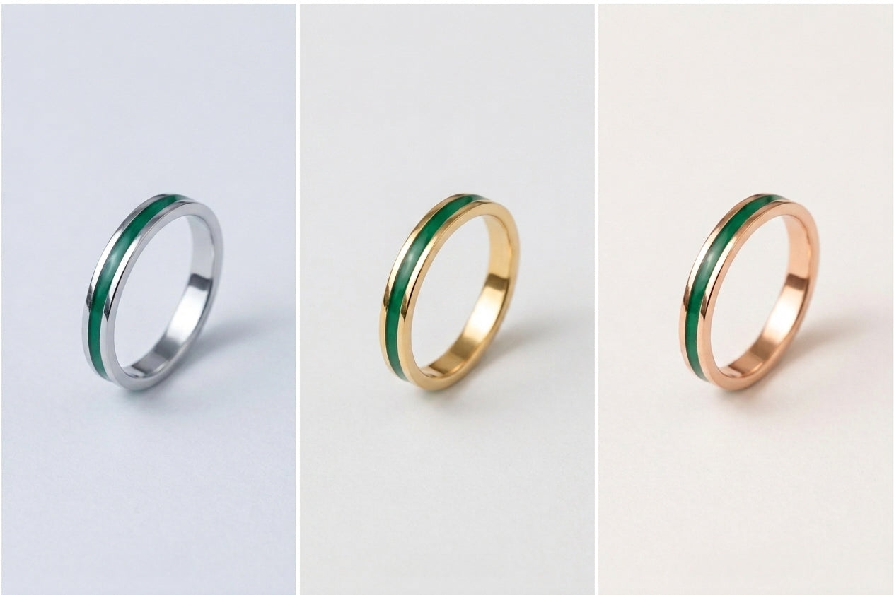 Wedding ring "Stripe" (3 mm) with enamel