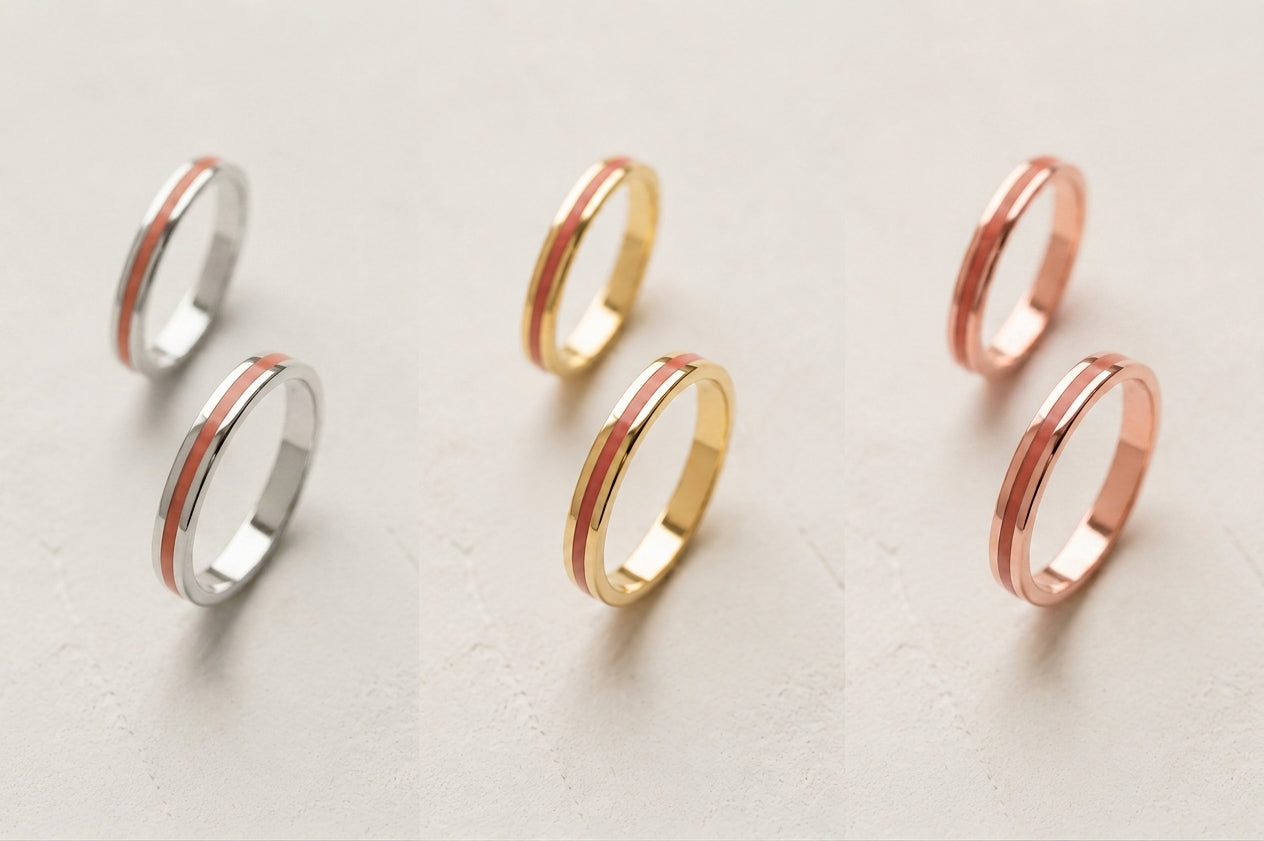 Wedding ring "Stripe" (3 mm) with enamel