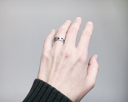 Ring "Swallows" with black enamel (5 mm)