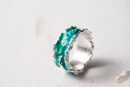 Ring "WAVE" emerald (10 mm)