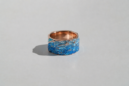 Ring "WAVE" navy-blue (10 mm) with smooth edges