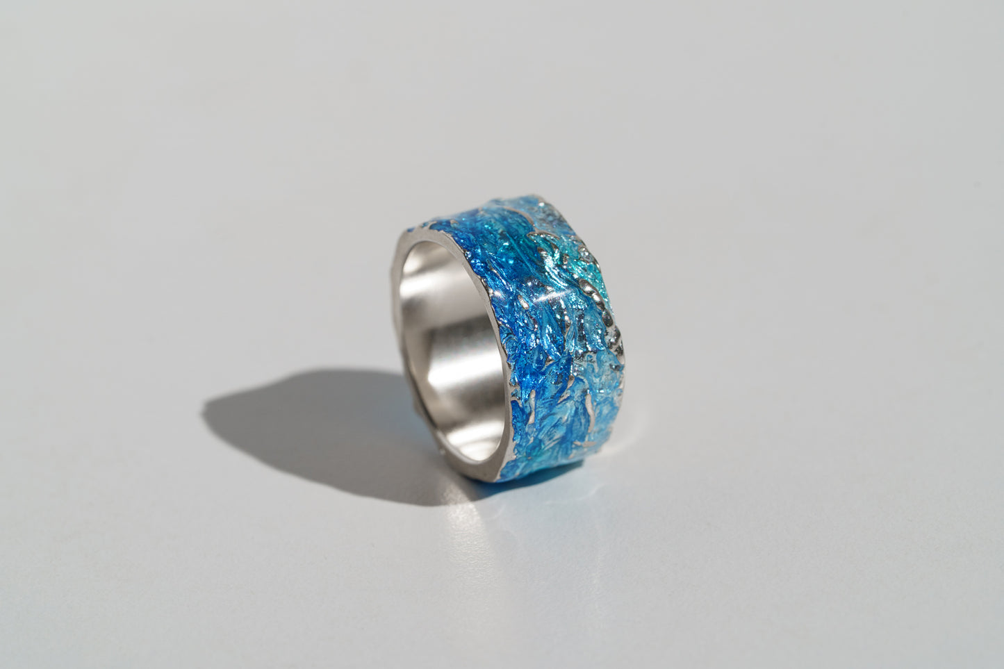 Ring "WAVE" navy-blue (10 mm) with smooth edges