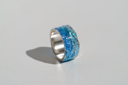 Ring "WAVE" navy-blue (10 mm) with smooth edges