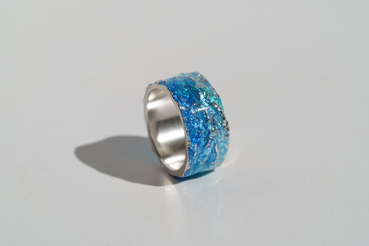 Ring "WAVE" navy-blue (10 mm) with smooth edges
