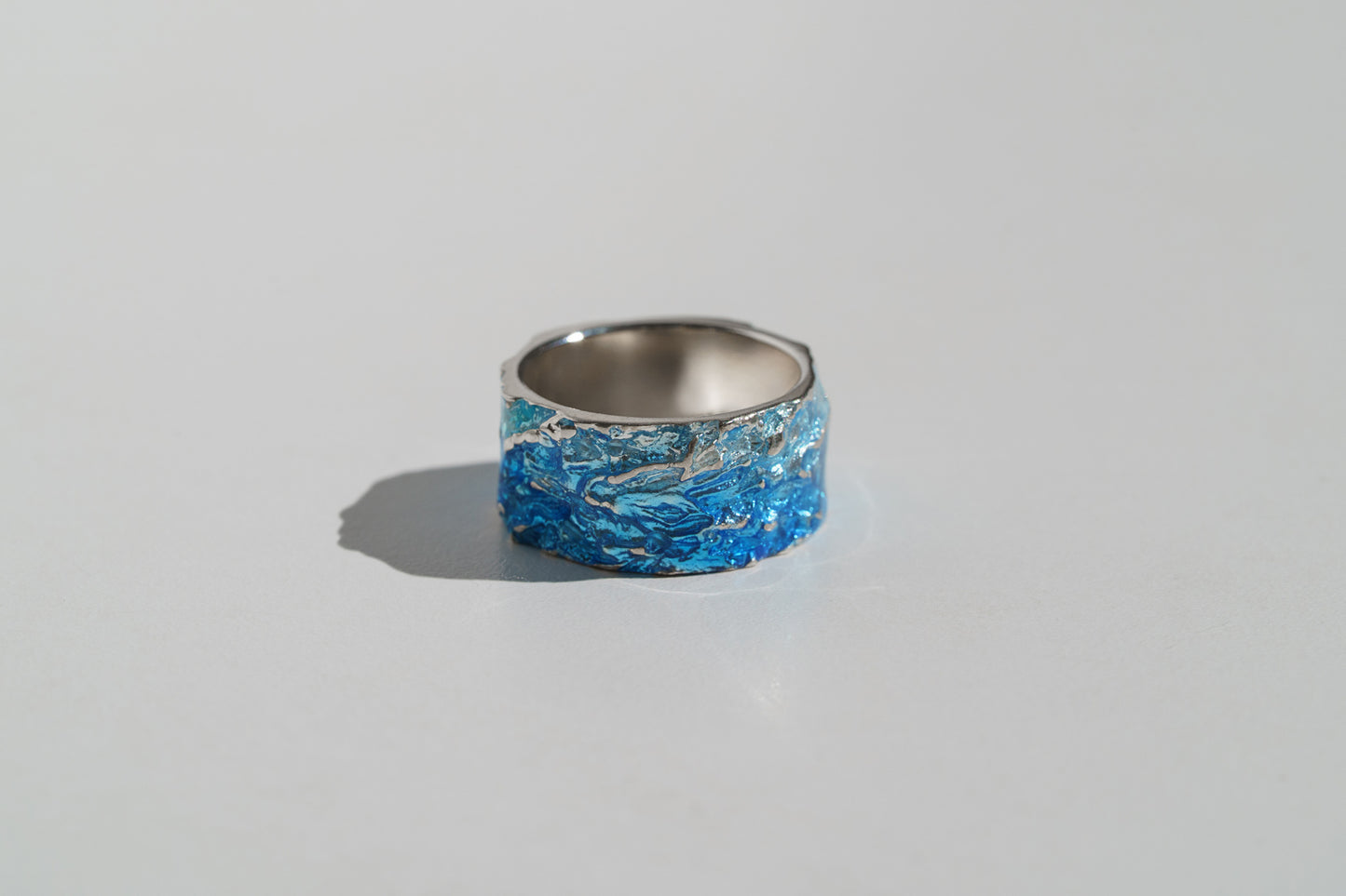 Ring "WAVE" navy-blue (10 mm) with smooth edges
