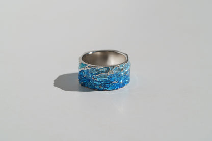 Ring "WAVE" navy-blue (10 mm) with smooth edges