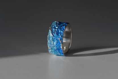 Ring "WAVE" navy-blue (10 mm) with smooth edges