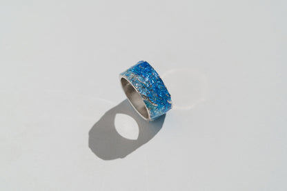 Ring "WAVE" navy-blue (10 mm) with smooth edges
