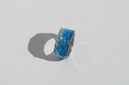 Ring "WAVE" navy-blue (10 mm) with smooth edges