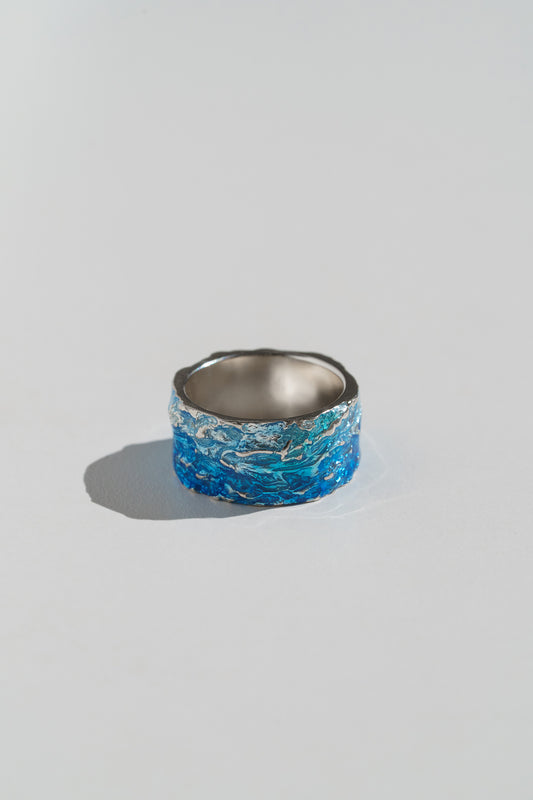 Ring "WAVE" navy-blue (10 mm) with smooth edges