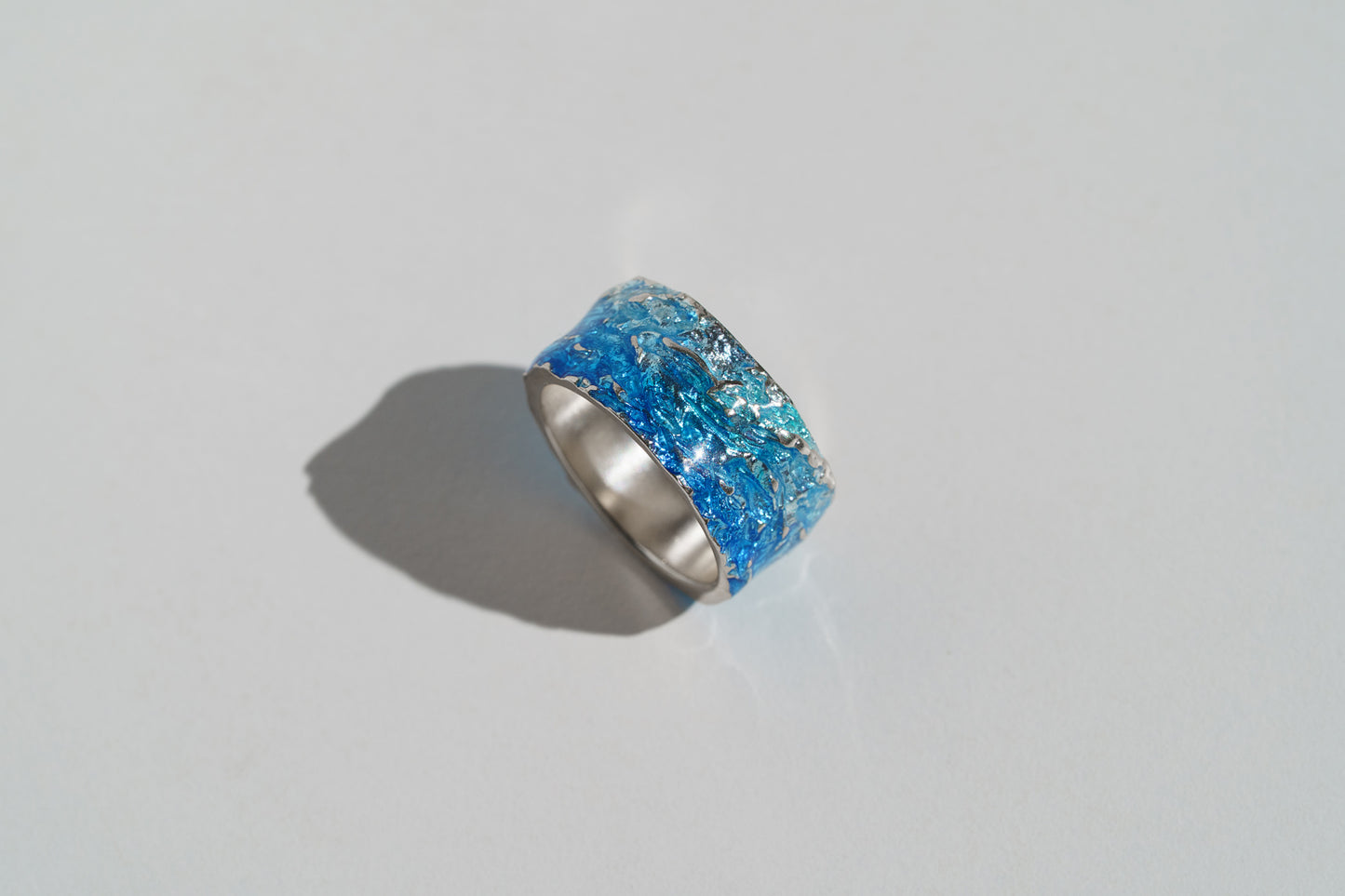 Ring "WAVE" navy-blue (10 mm) with smooth edges
