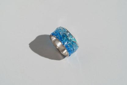 Ring "WAVE" navy-blue (10 mm) with smooth edges