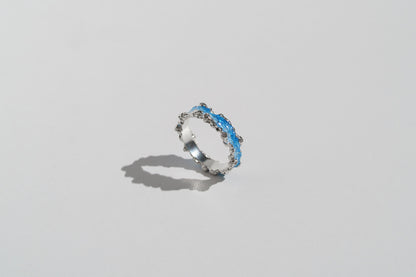 Ring "Wave" (4 mm) blue with cubic zirconia