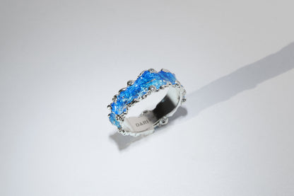 Ring "Wave" (6 mm) blue with cubic zirconia
