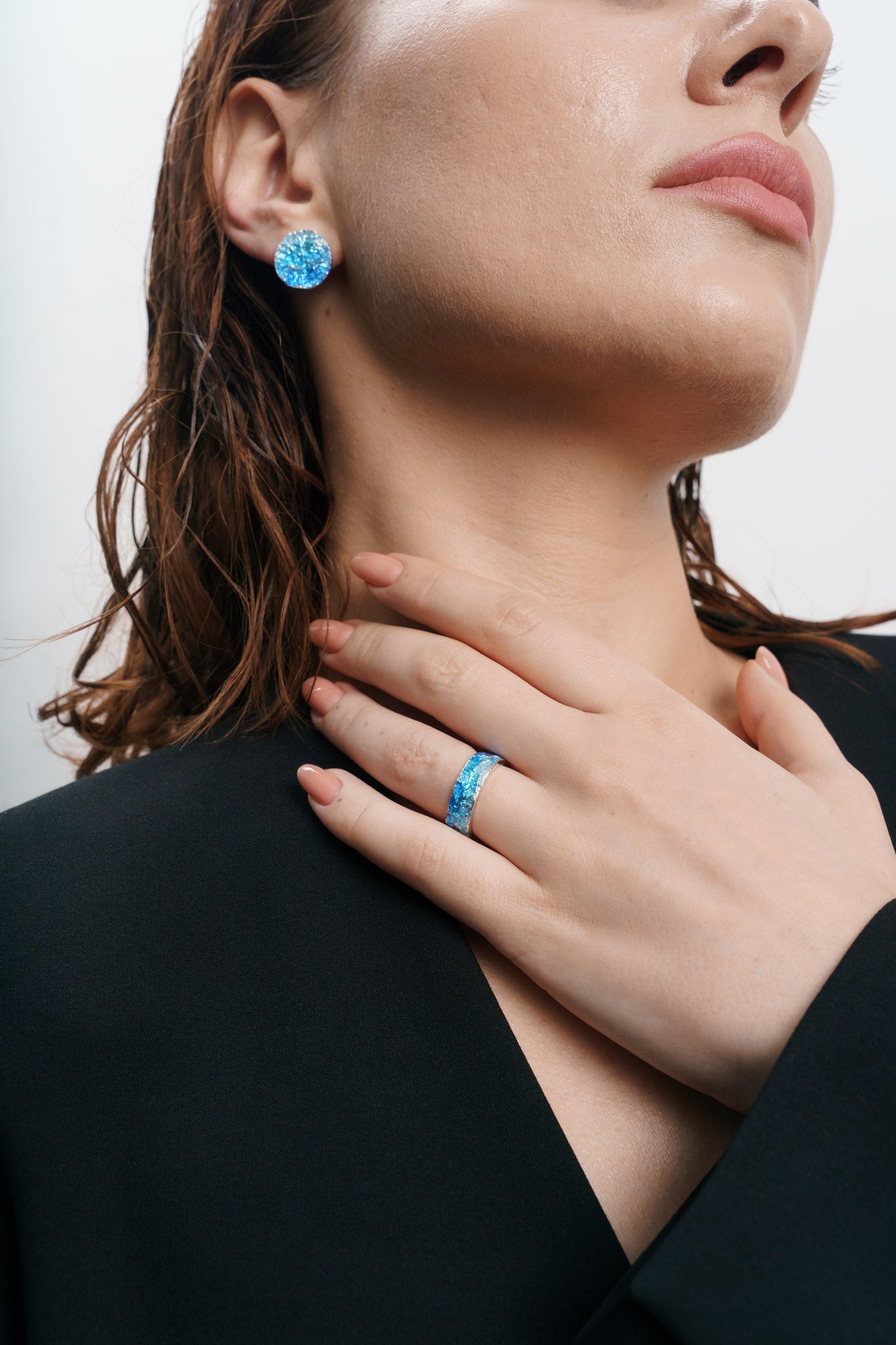 Ring "WAVE" navy-blue (6 mm) with smooth edges