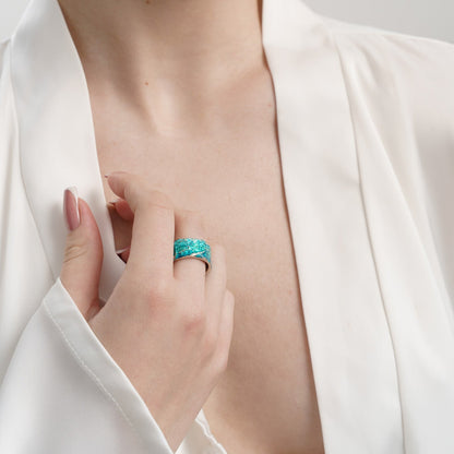 Ring "WAVE" emerald (10 mm) with smooth edges