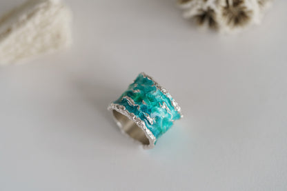 Ring "WAVE" emerald (15 mm)