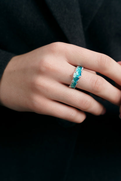 Ring "Wave" (6 mm) emerald with cubic zirconia