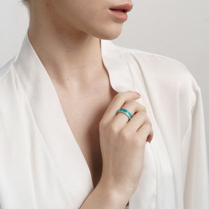 Ring "WAVE" navy-blue (6 mm) with smooth edges