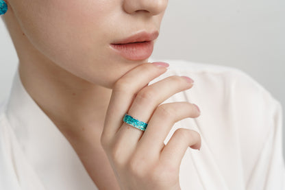 Ring "WAVE" navy-blue (6 mm) with smooth edges