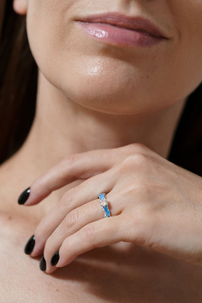 Ring "Wave" (4 mm gemstone) blue