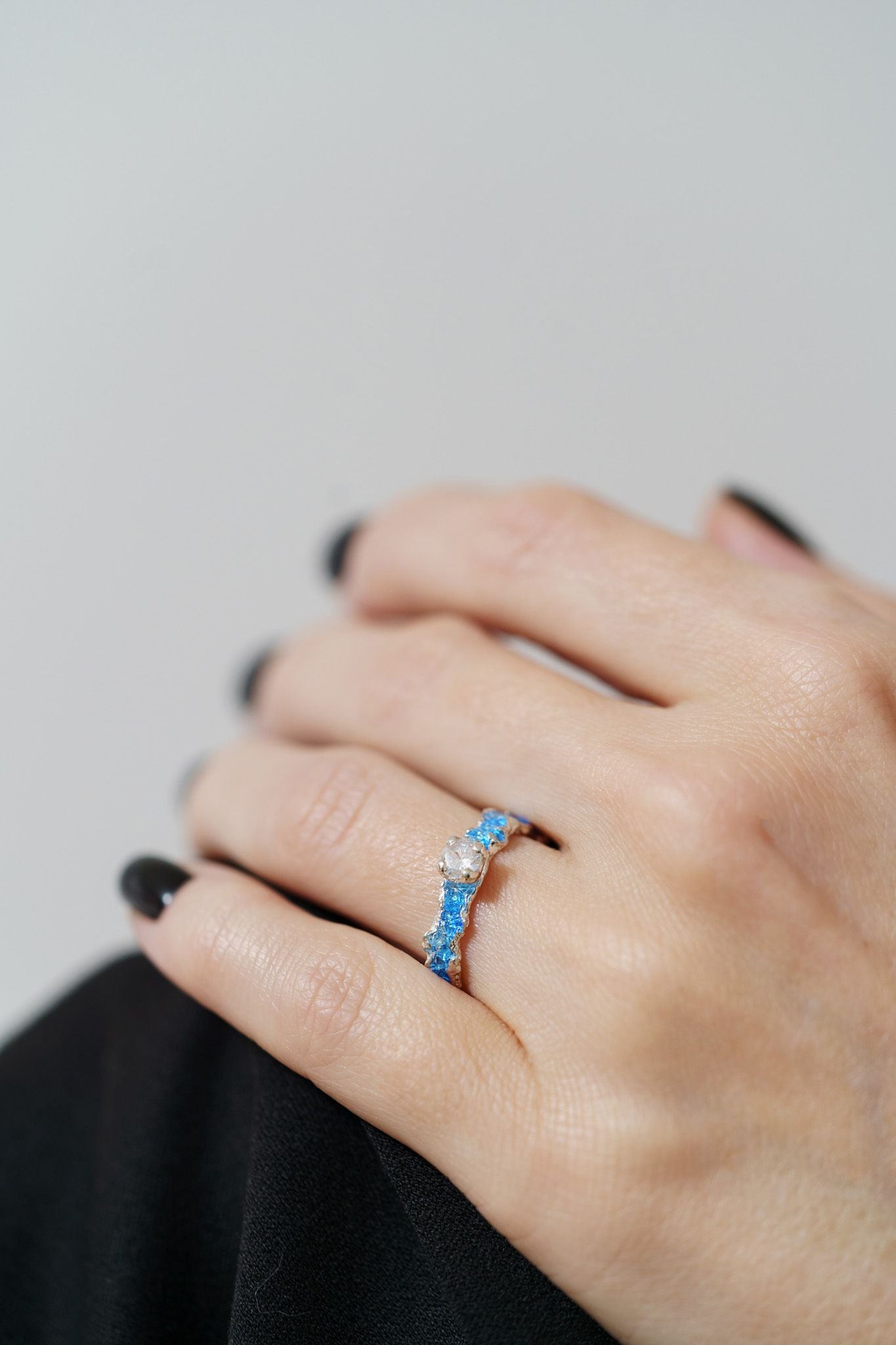 Ring "Wave" (4 mm gemstone) blue