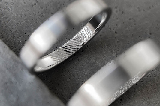 Wedding ring "Simple" (3 mm) with a personalized fingerprint inside