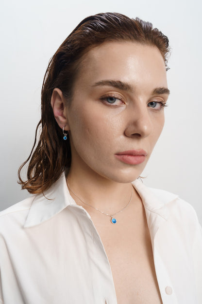 Pendant for hoop earring “Sea” (6 mm) blue