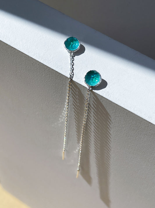 Threader Earrings "Sea" (7,5 mm; 8 cm chain) emerald