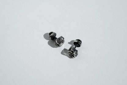 Earrings "Stone" blackened (6 mm)