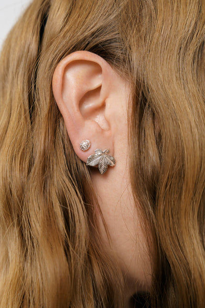 Earrings set “Chestnut Nut&Leaf” (8&20 mm) light