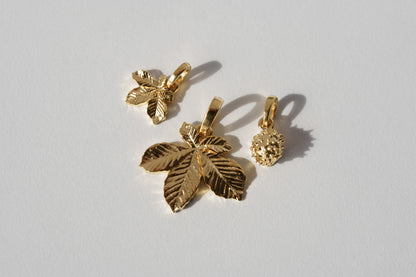 Pendant set “Chestnut Nut&Leaf” (10&20 mm) light