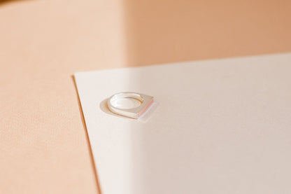 Signet ring "Horizon" with beige enamel