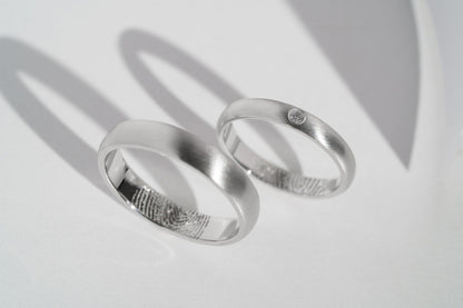 Wedding ring "Classic" (4 mm) matte with a personalized fingerprint inside