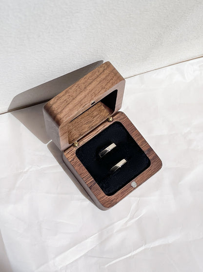Wooden box for two rings (walnut color)